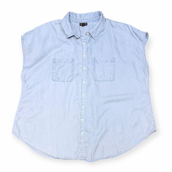 TORRID Women’s Light Blue Chambray Short Sleeve Button-Front Shirt Size 0 - Picture 1 of 5